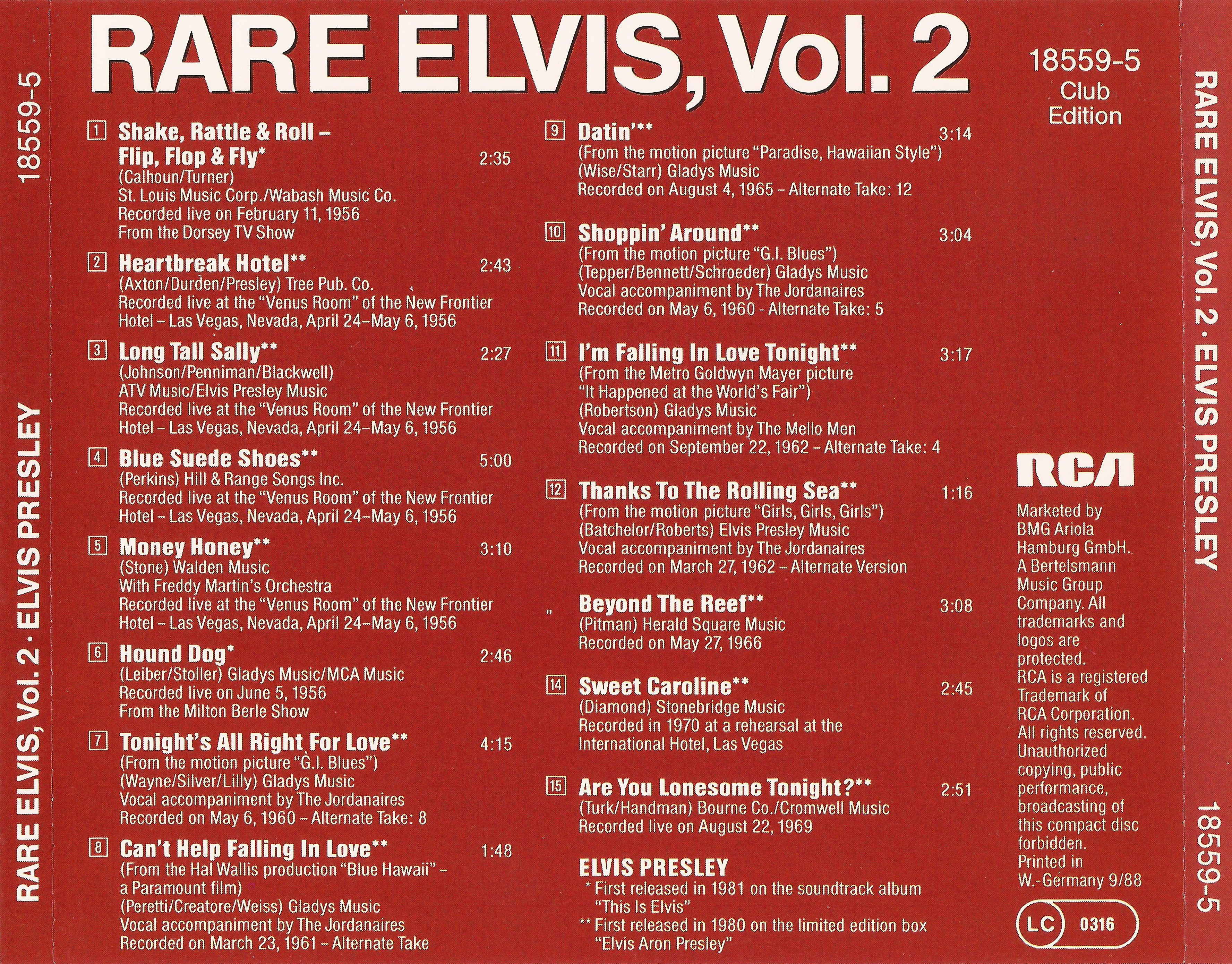 Elvis Presley  Rare Elvis Vol. 2 : Back